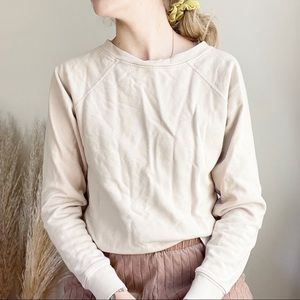 mate the label latte cream cotton pullover sweatshirt